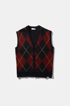 Hombre Edmmond Studios Argyle Vest Plain Navy