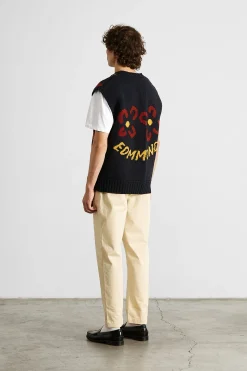 Hombre Edmmond Studios Argyle Vest Plain Navy