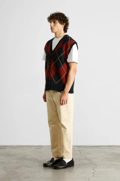 Hombre Edmmond Studios Argyle Vest Plain Navy