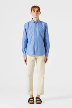 Hombre Edmmond Studios Bold Shirt Vertical Stripes Blue