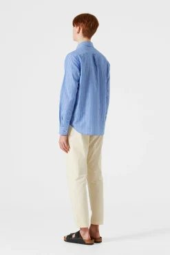 Hombre Edmmond Studios Bold Shirt Vertical Stripes Blue