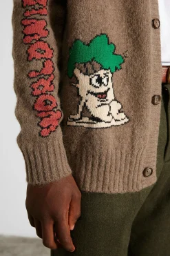 Hombre Edmmond Studios Brioche Cardigan Plain Brown