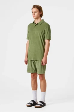 Hombre Edmmond Studios Contrast Terry Shorts Plain Olive