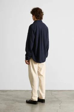 Hombre Edmmond Studios Crisp Shirt Plain Navy
