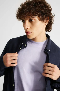 Hombre Edmmond Studios Crisp Shirt Plain Navy