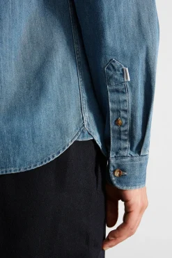 Hombre Edmmond Studios Day Shirt Denim Plain Stonewash