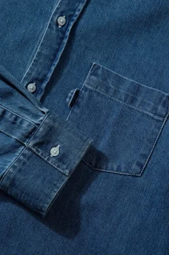 Hombre Edmmond Studios Day Shirt Denim Plain Stonewash