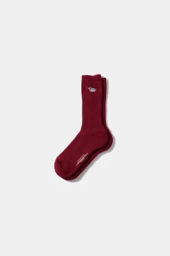 Hombre Edmmond Studios Duck Socks Plain Bordeaux