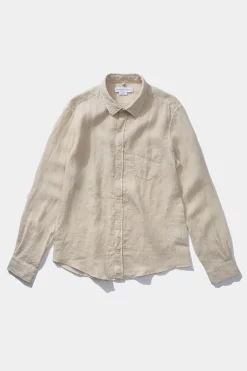 Hombre Edmmond Studios Linen Shirt Plain Beige