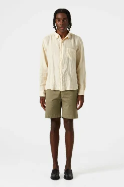 Hombre Edmmond Studios Linen Shirt Plain Beige