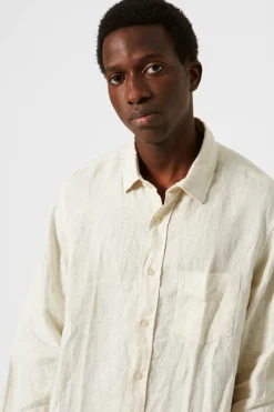 Hombre Edmmond Studios Linen Shirt Plain Beige
