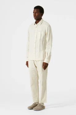 Hombre Edmmond Studios Linen Shirt Plain Beige