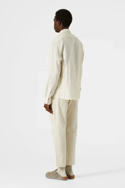 Hombre Edmmond Studios Linen Shirt Plain Beige