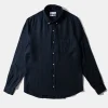 Hombre Edmmond Studios Linen Shirt Plain Navy