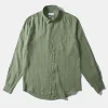 Hombre Edmmond Studios Linen Shirt Plain Olive