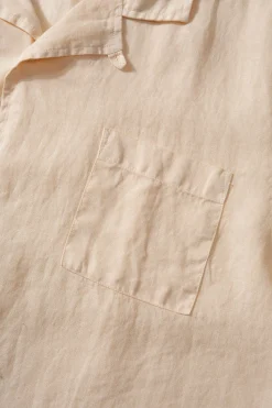 Hombre Edmmond Studios Linen Short Sleeve Plain Off White