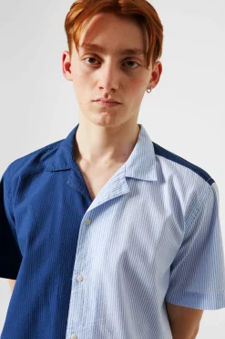 Hombre Edmmond Studios Middle Shirt Colour Block Navy