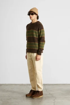 Hombre Edmmond Studios Multi Stripes Sweater Plain Brown