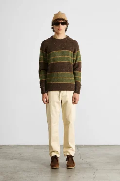 Hombre Edmmond Studios Multi Stripes Sweater Plain Brown