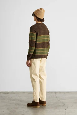 Hombre Edmmond Studios Multi Stripes Sweater Plain Brown