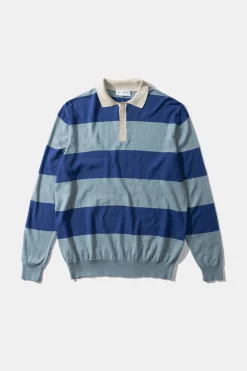 Hombre Edmmond Studios Rugby Knitted Polo Plain Blue