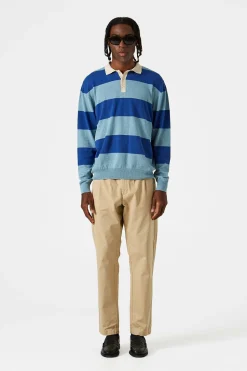 Hombre Edmmond Studios Rugby Knitted Polo Plain Blue
