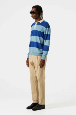 Hombre Edmmond Studios Rugby Knitted Polo Plain Blue