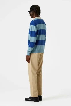 Hombre Edmmond Studios Rugby Knitted Polo Plain Blue