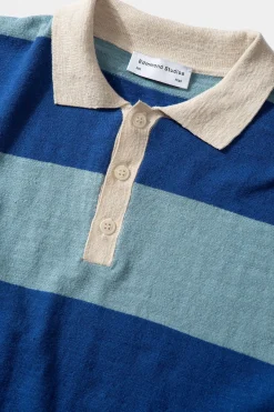 Hombre Edmmond Studios Rugby Knitted Polo Plain Blue