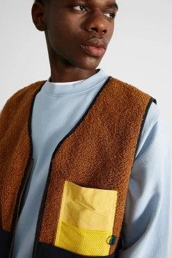 Hombre Edmmond Studios Shearling Vest Plain Brown