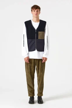 Hombre Edmmond Studios Shearling Vest Plain Navy