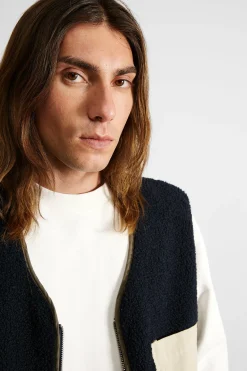 Hombre Edmmond Studios Shearling Vest Plain Navy