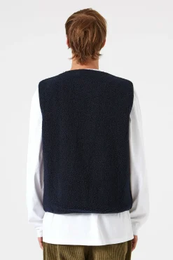 Hombre Edmmond Studios Shearling Vest Plain Navy