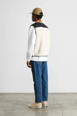 Hombre Edmmond Studios Shearling Vest Plain Off White