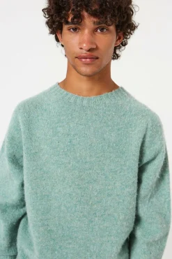 Hombre Edmmond Studios Shetland Sweater Plain Turquoise