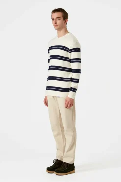 Hombre Edmmond Studios Striped Sweater Plain Beige