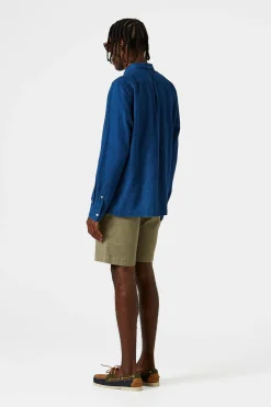 Hombre Edmmond Studios Waffle Denim Shirt Plain Stonewash