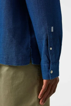 Hombre Edmmond Studios Waffle Denim Shirt Plain Stonewash