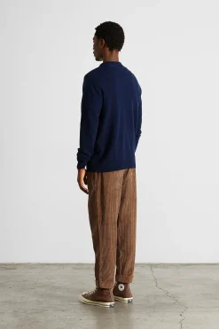 Hombre Edmmond Studios Wool Polo Plain Navy